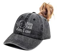 Kamaple Barn Hair Don't Care Ponytail Hat, Embroidered Adjustable Cotton Baseball Cap, Horse Lovers Gifts for Girls Women, Embroidered Ponytail Black, One Size
