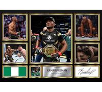 Kamaru Usman Signed Autograph Photograph Display - Perfect for MMA Fans, A4 Poster + Black Frame - Limited Edition Autograph Fan Gift - Collectible Memorabilia Merchandise