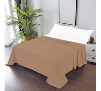 Kamas 1PC Oversize Flat/Top Sheet 100% Egyptian Cotton Fabric 1000 TC Sateen Weave for Soft and Silky Feel, Fit Perfectly Large and Heavy Bed (Taupe, King)