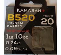 KAMASAN B520 FISHING HOOKS TO NYLON - SIZE 20 - ROACH, GUDGEON, PERCH - CANAL , PONDS, LAKES