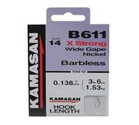 Kamasan B611 Hooks to Nylon - Barbless Size 20 1lb14oz
