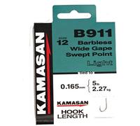 Kamasan B911 Heavy Hooks to Nylon - Size 14 Barbless