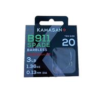 Kamasan B911 Spade Barbless Size 20 To 3lb Nylon 10 Hooks Per Packet