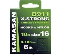 Kamasan B911 X-Strong Barbless Spade End Hooks To Nylon - Size 18 - 5Lb