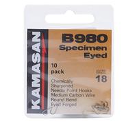Kamasan B980 Barbed Specimen Eyed Hooks - Size 18, One Size