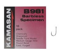 Kamasan B981 Barbless Specimen Eyed Hooks Silver 12