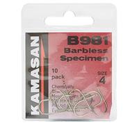 KAMASAN B981 Eyed Barbless Hooks - Size 4, Brown, One Size