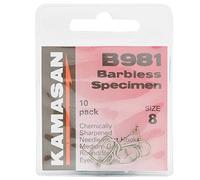 KAMASAN B981 Eyed Barbless Hooks - Size 8, One Size