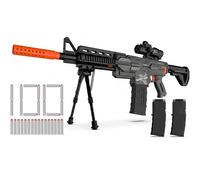 Kamaso Automatic Toy Gun for Sniper with Scope, 2 Clips, 100 Bullets, Electronic Toy Gun for Boys, Foam Blaster Darts, DIY Gift for Boys 6-13, Kids Birthday Christmas Halloween （Black）