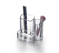 Kamay's 2 Compartments Transparent Acrylic Lipstick Makeup Brush Eyebrow Pencil Holder Cosmetic Display Stand Case Desk Organizer (SF-2132)