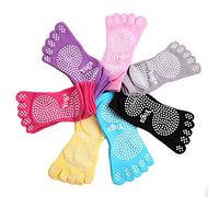 Kamay's Anti-slip Fitness Yoga Pilates Socks Full Toe Ankle Fall Prevention Grip Socks Thick Cotton More wear-resisting 5 toes 7 Colors Available (A Grey)
