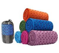Kamay's Non-Slip Yoga Towel Mat With Bag Quick Dry Microfiber Extra Long 63 x 180cm/24.8 x 72inch Dot Grip Bikram With Free Nylon Mesh Carry Bag Available in 5 Colors (Pink)