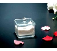Kamay's Transparent Cube Cotton Bud Dispenser/Cotton Ball Holder/Cotton Pad Storage/Cotton Swabs Case/Q-Tips Organiser/Make Up Pads Dispenser Container with lid Acrylic Cosmetic Makeup Organizer