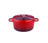 Kamberg - 0008186 Round Casserole Dish Diameter 16 cm Flamed Red - Cast Aluminium - Stone Coating - All Heat Sources Including Induction - PFOA Free