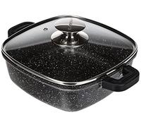 Kamberg - 28 x 28 cm Square Pot - Cast Aluminium - Stone Coating - Glass lid - Suitable for All Heat Sources Including Induction - PFOA Free - 0008102, Black