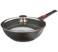 Kamberg - Wok 30 cm - Removable Handle - Cast Aluminium - Stone Coating - Glass lid - Suitable for All Heat Sources Including Induction - PFOA Free - 0008057, Black