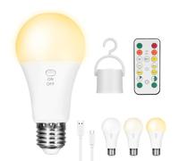 Kambo E27 LED Bulb, Rechargeable 2600mAh Battery, with Remote Control, 7W Dimmable, Timer, 3 Color Temperatures, Light Without Power, Camping, 1 Piece