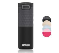 Kambukka Etna 500ml / 17oz Insulated Travel Mug in Stainless Steel, Leak-Proof Thermos with Snapclean Technology, Ideal for hot and Cold Drinks, Non-Slip Bottom and Easy Grip - Black Steel