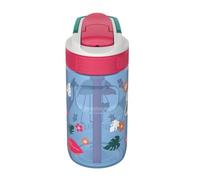 Kambukka Lagoon 400ml / 14oz Kids Water Bottle with Straw in Plastic - Leak-proof, Dirt & Odour Resistant, Dishwasher Safe - Shockproof and Durable Drinking Bottle - Blue Flamingo