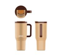 Kambukka Rio 32oz / 950ml Leakproof Insulated Tumbler with Telescopic Straw - Stainless Steel, Keeps Cold for 24+ Hours, BPA-Free, Dishwasher Safe, Carry Handle, Fits Cup Holders - Almond Dream
