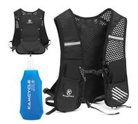 KAMCYCLE Running Vest, Hydration Vest Backpack with 500ml Running Water Bottle or 2L Hydration Bladder, Lightweight Reflective Phone Holder for Cycling Hiking (With 500ml Soft Flask)