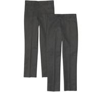 KAMDIN Twin Pack Boys School Trousers Black Grey Navy Charcoal Brown Regular Slim and Plus Fit Size 2-18 Years (UK, Age, 11 Years, 12 Years, Regular, Grey Slim)