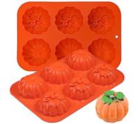 Kamehame 3D Pumpkin Mould Silicone 2 Pcs 6 Cavity Thanksgiving Pumpkin Cake Tin Soap Mould for Fall Halloween Decor