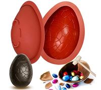 Kamehame 3D Silicone Dinosaur Egg Easter Egg Mold, Chocolate Candy Mold, Brown, Egg Shape, 2 Pack with 1 Hammer