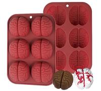 Kamehame Brain Chocolate Moulds Silicone 2 Pcs 5cm 6 Cavity Halloween Jelly Mould Non-Stick Baking Mould for DIY Chocolate, Candy, Jelly