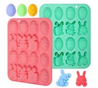 Kamehame Easter Chocolate Moulds Silicone 2 Pcs 16 Cavity Easter Bunny Egg Shape Mould Rabbit Mould for Chocolate Candy Jelly