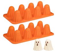 Kamehame Ghost Moulds Silicone 2 Pcs 8 Cavity Halloween Chocolate Moulds Ghost Shaped Baking Mould Ghost Pudding Mould for Making Chocolate, Candy, Jelly, Ice Cube