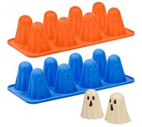 Kamehame Ghost Moulds Silicone 3D 2 Pcs 8 Cavity Halloween Chocolate Moulds Ghost Shaped Baking Mould Ghost Pudding Mould for Making Chocolate, Candy, Jelly, Ice Cube