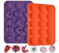 Kamehame Halloween Chocolate Moulds Silicone 2 Pcs Brain Mould Human Organ Mould Halloween Ice Cube Moulds for Making Chocolate, Candy, Jelly, Ice Cube