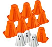 Kamehame Halloween Ice Cube Moulds Ghost Jelly Mould 8 Pcs Muffin Trays for Ice Cube, Jelly, Soap, Chocolate, Candle, Candy
