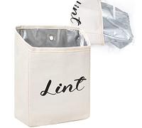 Kamehame Magnetic Lint Bin for Laundry Room Organization and Storage, Cotton Linen Lint Bag, Wall Mount Space Saving Washer Dryer Trash Can Collector
