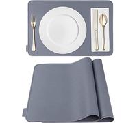 Kamehame Placemats Silicone Table Place Mats 45 x 30 cm 2Pcs Heat Resistant Washable Non Slip Nonstick Pastry Mats for Tableware Kitchen Dining Baby Kid, Grey