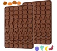 Kamehame Silicone Halloween Chocolate Moulds 2 Pcs 60 Cavity Pumpkin Ghost Bat Witch Hat Spider Web Gummy Mould for Halloween Candy, Chocolate, Gummy, Cookies, Jelly