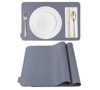 Kamehame Silicone Placemats, Placemats for Dining Table Set of 2 Non Slip Heat Resistant Table Mats 17.5 x 11.4 inch with Raised Edges