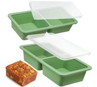 Kamehame Silicone Soup Freezer Moulds with Lid 2 Pack 2-Cup 400 ML Soup Storage Containers for Freezing Extra Large Jumbo Ice Cube Tray for Soupe, Broth, Sauce, Butter, Meal Prep, Food Storage