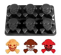 Kamehame Skull Cake Mould Silicone Skull Muffin Moulds Halloween Jelly Mould for Muffin, Handmade Soap, Chocolate, Pudding, Jelly
