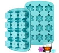 Kamehame Snowflake Moulds Silicone 2 Pcs Snowflake Ice Cube Tray Christmas Chocolate Moulds for Ice Cubes, Chocolate