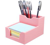 Kamehame Sticky Notes Holder Silicone Memo Pad Holder Note Block Cube Pen Organiser Desk Cube Note Box Fits 3x3 Inches Sticky Notes, Pink