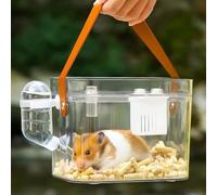 KAMEIOU Travel Small Animals Guinea Pig Cage Carrier for Hamsters Hedgehogs Ferret Guinea Pigs Portable Carrier Cage with Belt Handle Ice Storage Water Bottle 360° Transparent Breathable Box Carriers