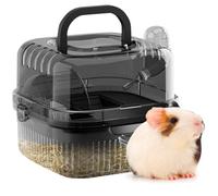 KAMEIOU Travel Small Animals Guinea Pig Suitcase Carrier for Hamster Hedgehog Ferret Guinea Pig Portable Cage Carrier with Running Wheel Water Bottle Breathable Large Space Two-Storey Animal Carriers
