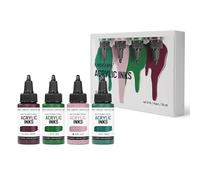 Kamenskaya Acrylic Inks for Artists - Acrylic Ink Set, Color Combination #14-4 pcs. 1 Fl Oz (30 ml) Each