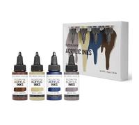 Kamenskaya Acrylic Inks for Artists - Acrylic Ink Set, Color Combination #17-4 pcs. 1 Fl Oz (30 ml) Each