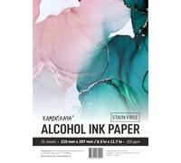 KAMENSKAYA Alcohol Ink Paper - Synthetic Paper Set for Alcohol Inks - 8.3 x 11.7 in, 25 Sheets