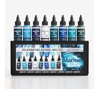 KAMENSKAYA Delaminating Alcohol Inks - Delaminating Ink Set 'Marine' - 8 pcs. 1 Fl Oz (30 ml) Each