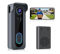 KAMEP Doorbell Camera Wireless with Chime, 2K HD Safe Video Doorbell Camera, Battery Operated, PIR Motion Detection, 2-Way Audio, Night Vision, 2.4Ghz WiFi, Only Cloud Storage, Works with Alexa