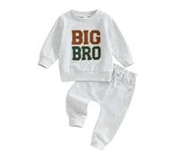 KameyouForever Toddler Baby Boy Clothes Set Big Brother Little Brother Matching Outfits Long Sleeve Letter Embroidery Sweatshirt Pant Set 2PCS Outfit (A Big BRO, 12-18 Months)